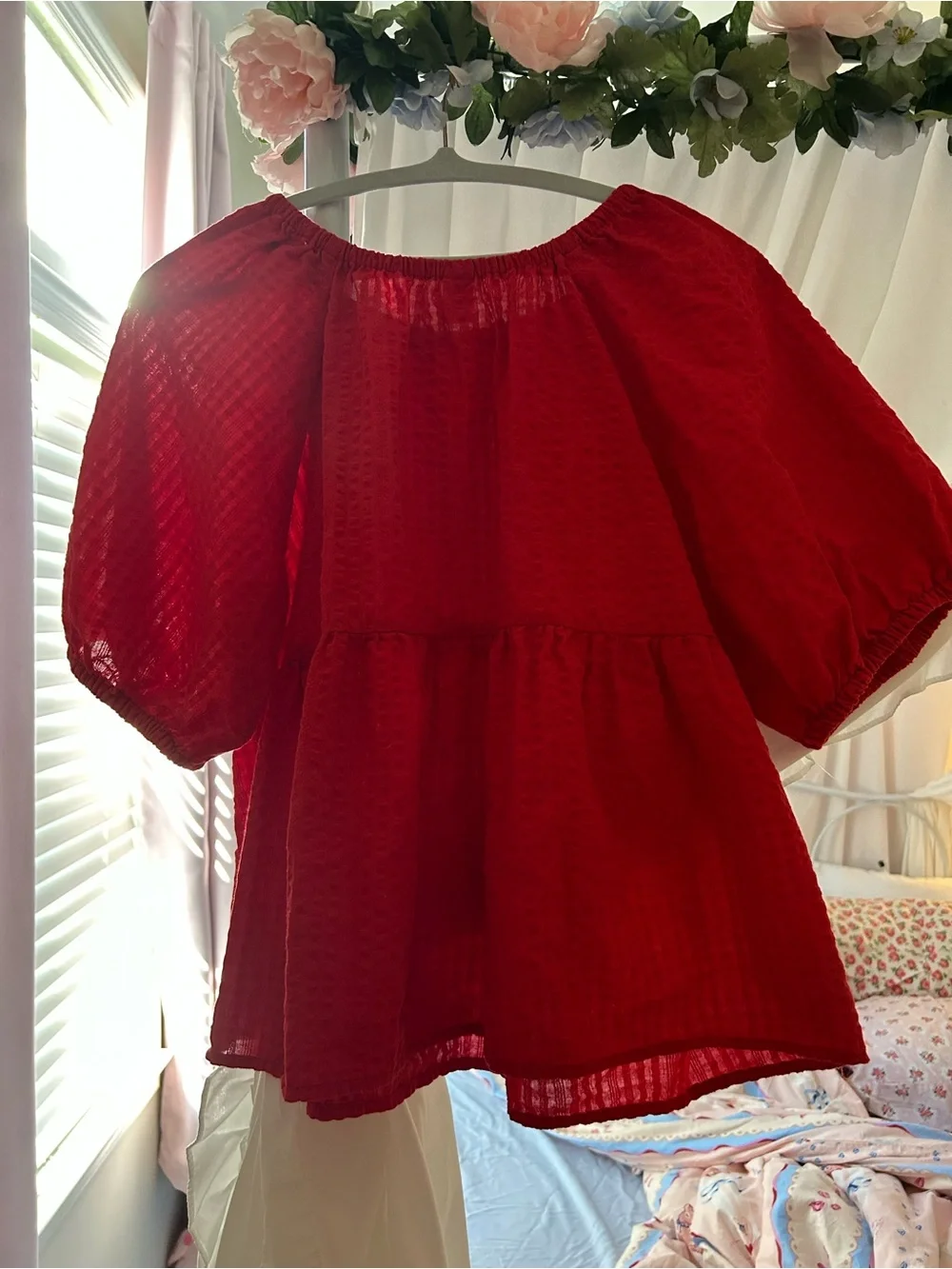 Old Navy Red Elastic-Neck Peasant Top